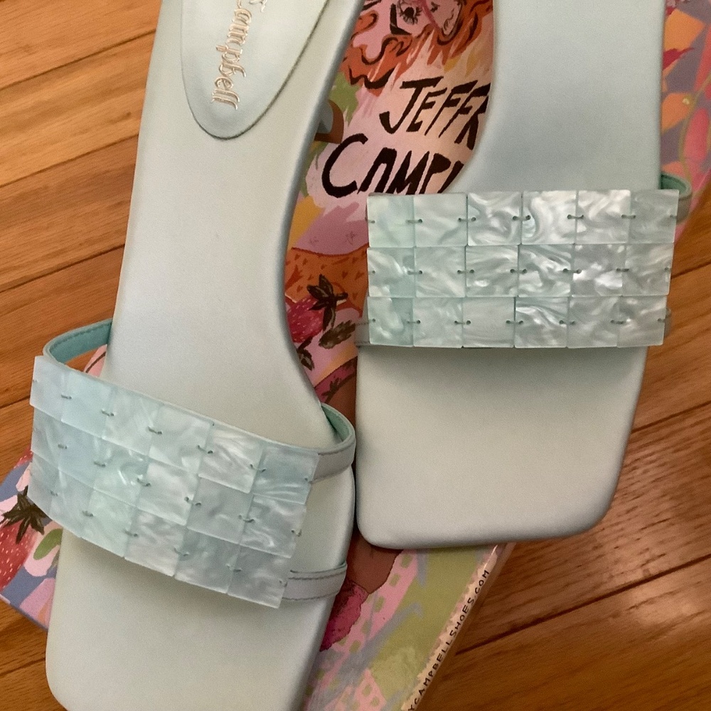Jeffrey Campbell Abalone Slide Sandal Mint Satin SZ 10 - Picture 8 of 15